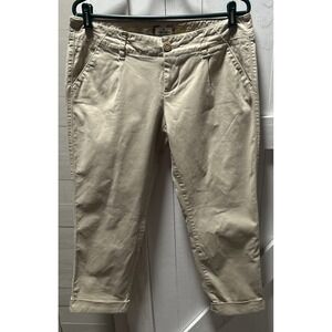 American Eagle Khaki Ankle Pants Women's Size 10 Cuffed Hem Pleated Front